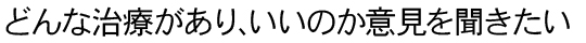 どんな治療があり、いいのか意見を聞きたい